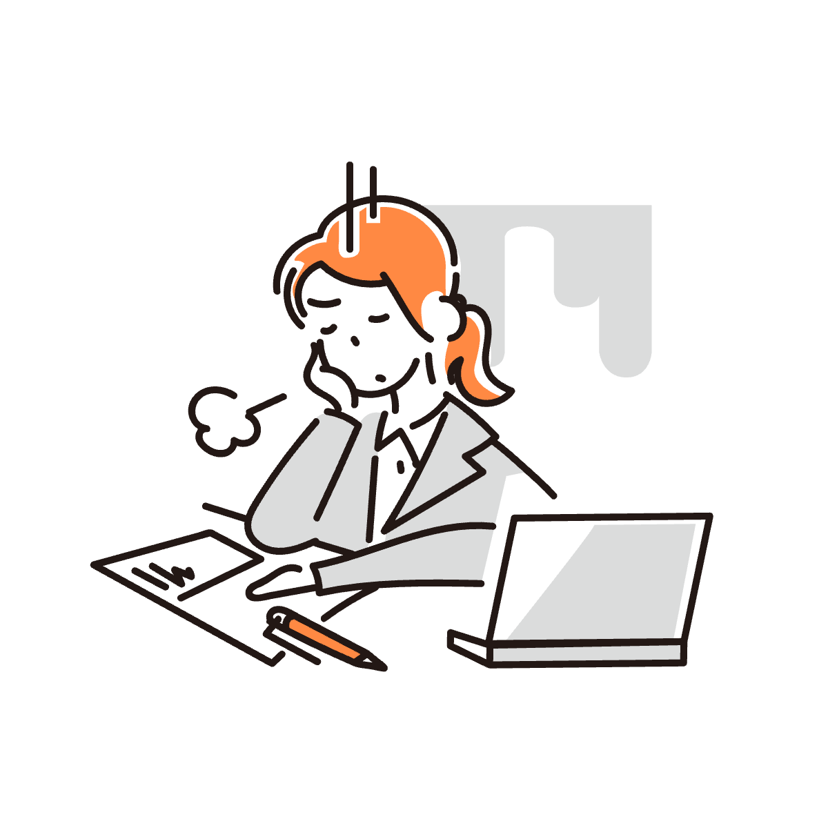 悩んでいる担当者のイラスト